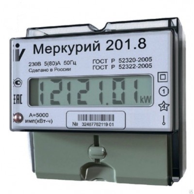 Счетчик электроэнергии однофазный однотарифный Инкотекс Меркурий 201.8